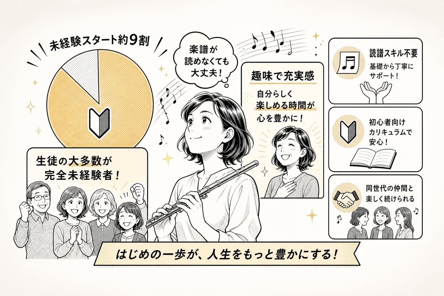 楽譜が読めない大人の初心者でも音楽教室に通えるのか?